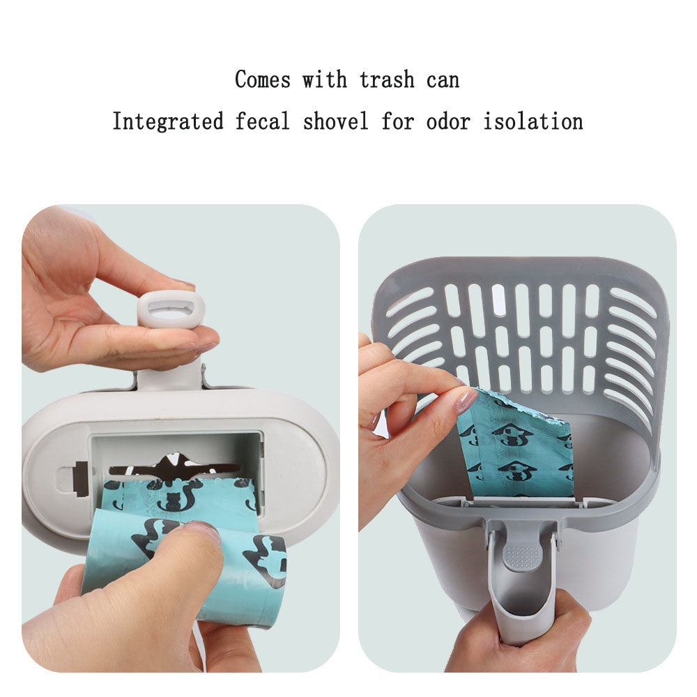 Cat Litter Shovel Set with 2 rolls Bin Bag Large Capacity