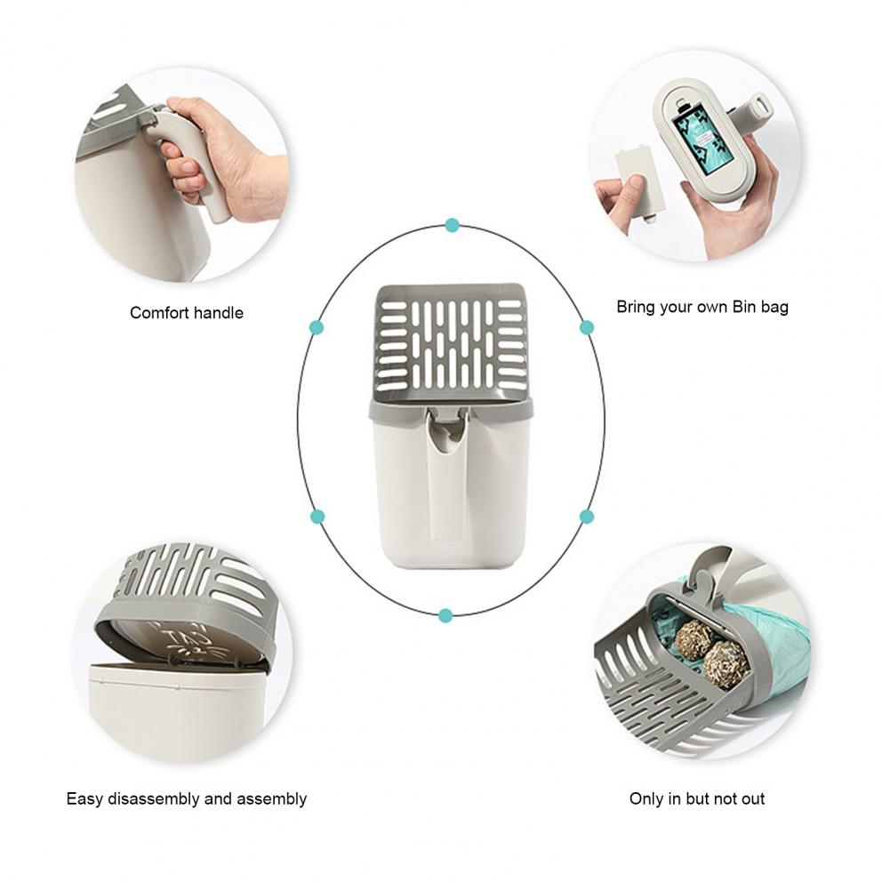 Cat Litter Shovel Set with 2 rolls Bin Bag Large Capacity