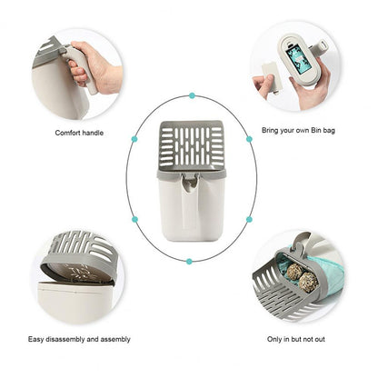 Cat Litter Shovel Set with 2 rolls Bin Bag Large Capacity